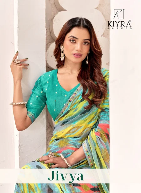 Jivya By Kiyra Georgette Printed Wholesale Daily Wear Saree Suppliers In Mumbai
